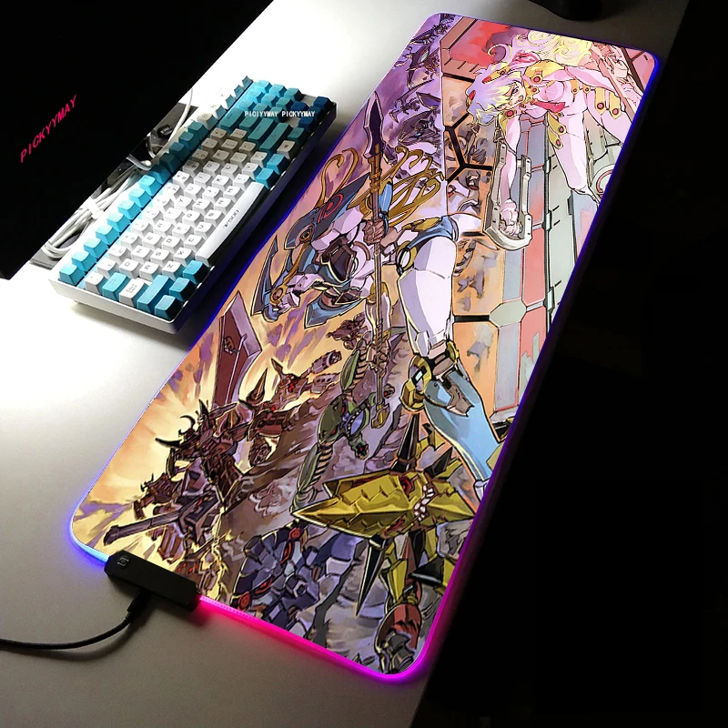 Tengen Toppa Gurren Lagann Gamer Soft RGB Mousepad XXL Locking Edge Large Mouse Pad With LED 4 - Gurren Lagann Merch
