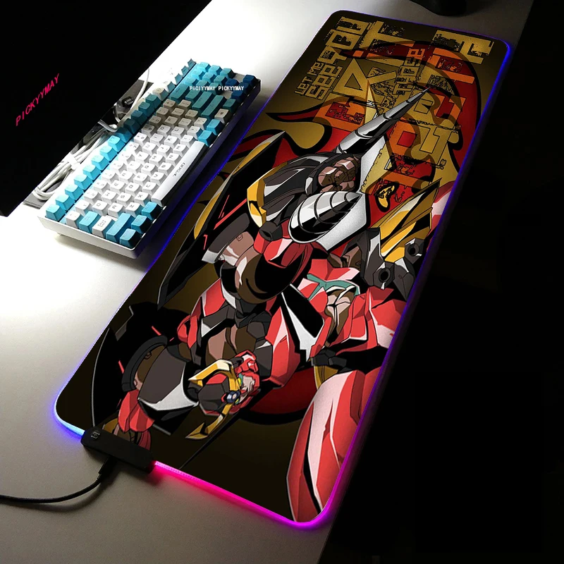 Tengen Toppa Gurren Lagann Gamer Soft RGB Mousepad XXL Locking Edge Large Mouse Pad With LED 7 - Gurren Lagann Merch