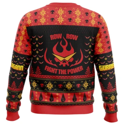 RowRow Fight The Power TTGL Ugly Christmas Sweater BACK mockup - Gurren Lagann Merch